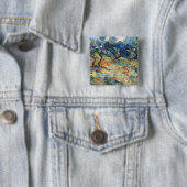 Vincent van Gogh - Olijfbomen: Heldere blauwe heme Vierkante Button 5,1 Cm (In situ)