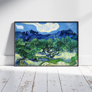 Vincent van Gogh, Olijfbomen met de Alpilles Foto Afdruk