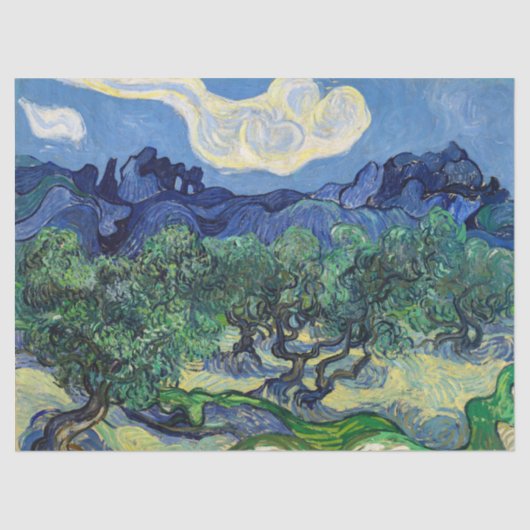 Vincent van Gogh - Olijfbomen met de Alpilles Tissuepapier (Voorkant)