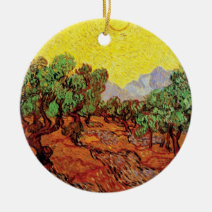 Vincent Van Gogh - Olijfbomen met gele lucht Keramisch Ornament