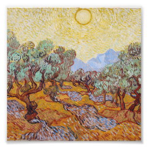 Vincent Van Gogh - Olijfbomen met Yellow Sky Foto Afdruk