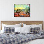 Vincent Van Gogh - Olijfgrove met Oranje Sky Canvas Afdruk (Insitu (Slaapkamer))