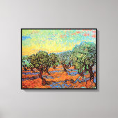Vincent Van Gogh - Olijfgrove met Oranje Sky Canvas Afdruk (Voorkant)
