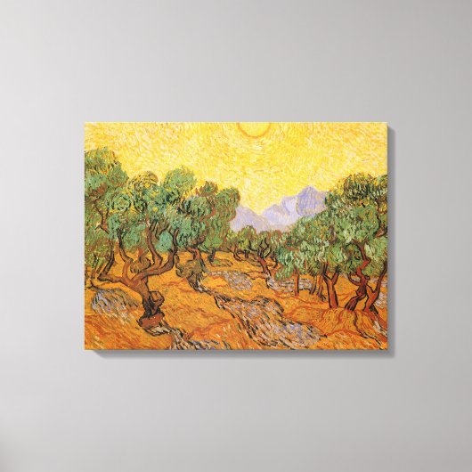 Vincent van Gogh - Olive Trees, Yellow Sky en Sun Canvas Afdruk (Voorkant)