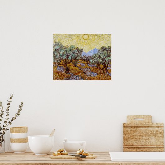 Vincent van Gogh - Olive Trees, Yellow Sky en Sun Poster (Keuken)