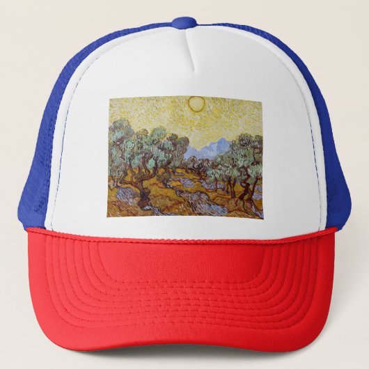Vincent van Gogh - Olive Trees, Yellow Sky en Sun Trucker Pet (Voorkant)