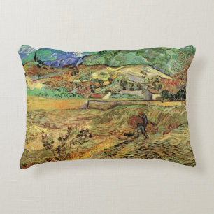 Vincent van Gogh - Omheind korenveld met boer Accent Kussen