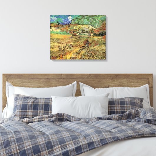 Vincent van Gogh - Omheind korenveld met boer Canvas Afdruk (Insitu (Slaapkamer))