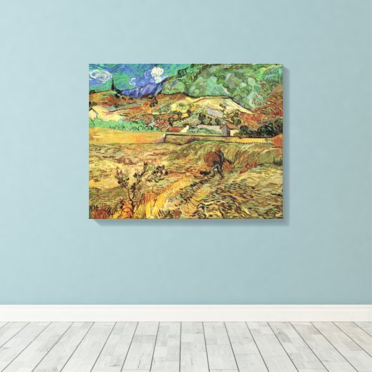 Vincent van Gogh - Omheind korenveld met boer Canvas Afdruk (Insitu (Houten vloer))