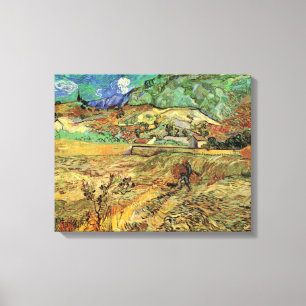 Vincent van Gogh - Omheind korenveld met boer Canvas Afdruk