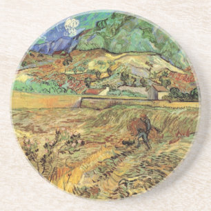 Vincent van Gogh - Omheind korenveld met boer Zandsteen Onderzetter