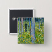 Vincent van Gogh - Ondergroei met twee figuren Vierkante Button 5,1 Cm (Voorkant /achterkant)