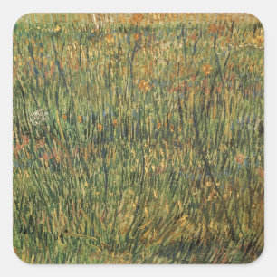 Vincent van Gogh - Pasture in Bloom Vierkante Sticker