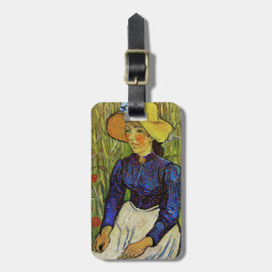 Vincent van Gogh - Peasant Girl in Pet met stro Bagagelabel