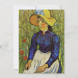 Vincent van Gogh - Peasant Girl in Pet met stro Bedankkaart