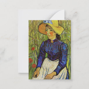 Vincent van Gogh - Peasant Girl in Pet met stro Notitiekaartje