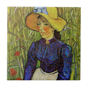 Vincent van Gogh - Peasant Girl in Pet met stro Tegeltje