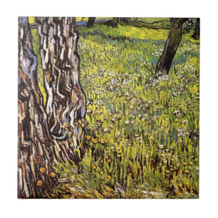 Vincent Van Gogh - Pine Trees en Dandelions Tegeltje