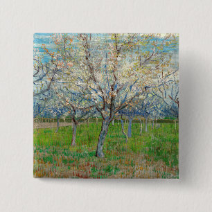 Vincent van Gogh - Pink Orchard Vierkante Button 5,1 Cm