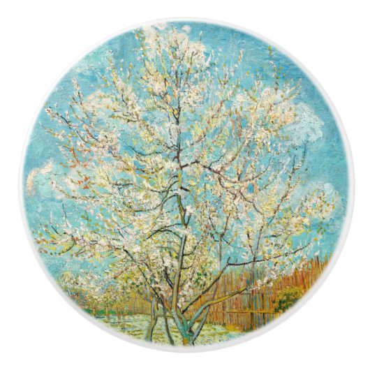 Vincent van Gogh - Pink Peach Tree in Blossom Keramische Knop (Voorkant)
