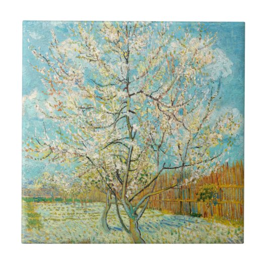 Vincent van Gogh - Pink Peach Tree in Blossom Tegeltje (Voorkant)