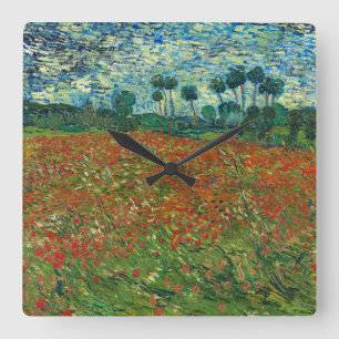 Vincent Van Gogh Poppy Field Floral  Art Vierkante Klok