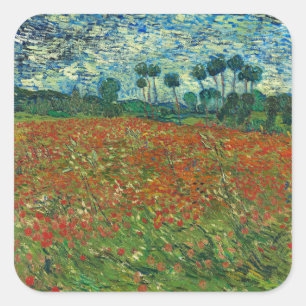 Vincent Van Gogh Poppy Field Floral Art Vierkante Sticker