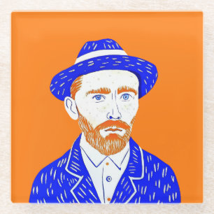 Vincent Van Gogh Portret - Grafische illustratie Glazen Onderzetter