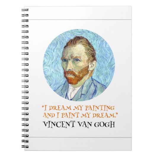 Vincent Van Gogh Portret met Quote Notitieboek (Voorkant)