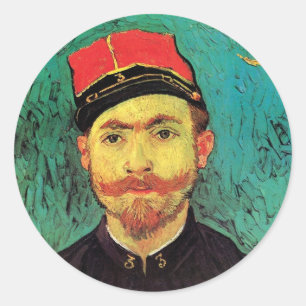 Vincent Van Gogh - Portret van Milliet - Fijne Kun Ronde Sticker