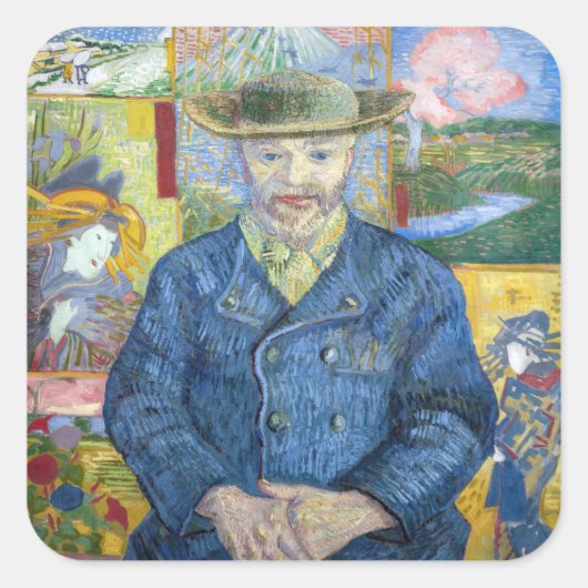 Vincent van Gogh - Portret van Pere Tanguy Vierkante Sticker (Voorkant)