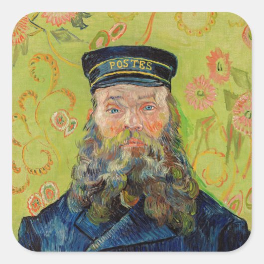 Vincent Van Gogh - Postman Joseph Roulin Vierkante Sticker (Voorkant)