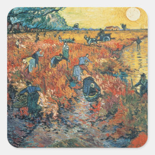 Vincent van Gogh  Red Vineyards te Arles, 1888 Vierkante Sticker