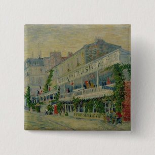 Vincent van Gogh   Restaurant de la Sirene Vierkante Button 5,1 Cm