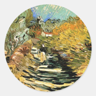 Vincent van Gogh Road in Saint-Remy, Vrouw Figuur Ronde Sticker