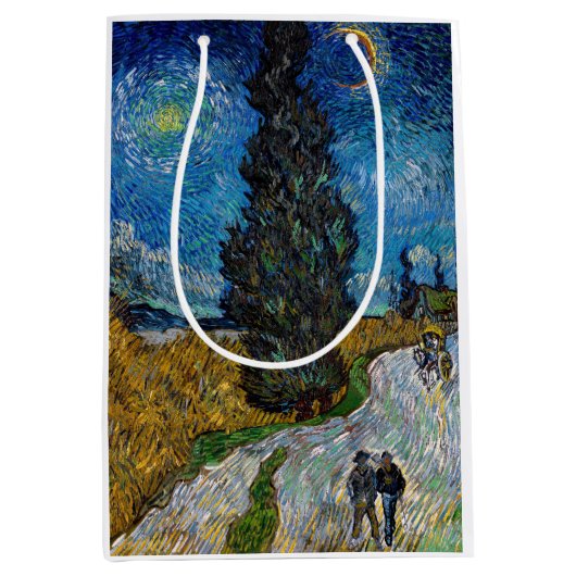 Vincent van Gogh - Road met Cypress en Star Medium Cadeauzakje (Voorkant)