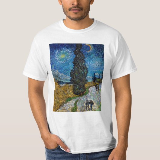 Vincent van Gogh - Road met Cypress en Star T-shirt (Voorkant)