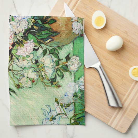 Vincent Van Gogh Rozen (1890) Theedoek (Quarter Fold)