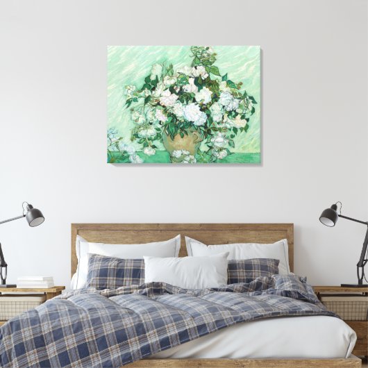 Vincent van Gogh - Rozen Canvas Afdruk (Insitu (Slaapkamer))