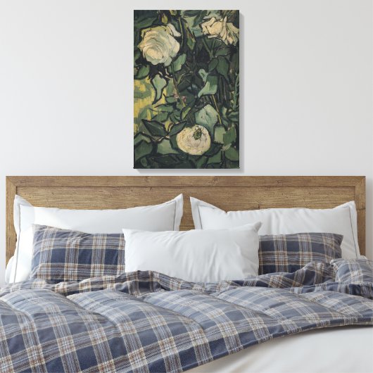 Vincent van Gogh - Rozen en kever Canvas Afdruk (Insitu (Slaapkamer))