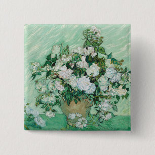 Vincent van Gogh - Rozen Vierkante Button 5,1 Cm
