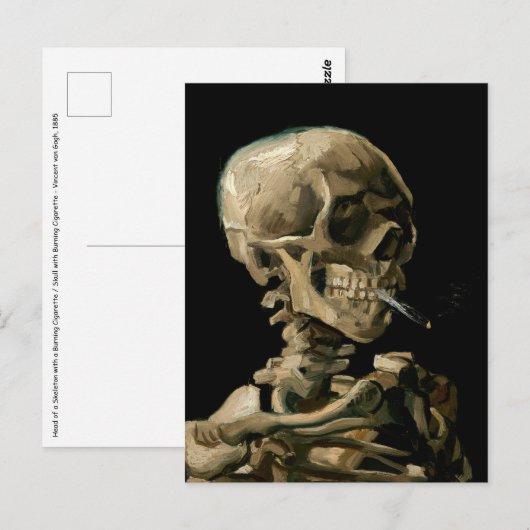 Vincent van Gogh - Schedel met brandende sigaret Briefkaart (Voorkant / Achterkant)