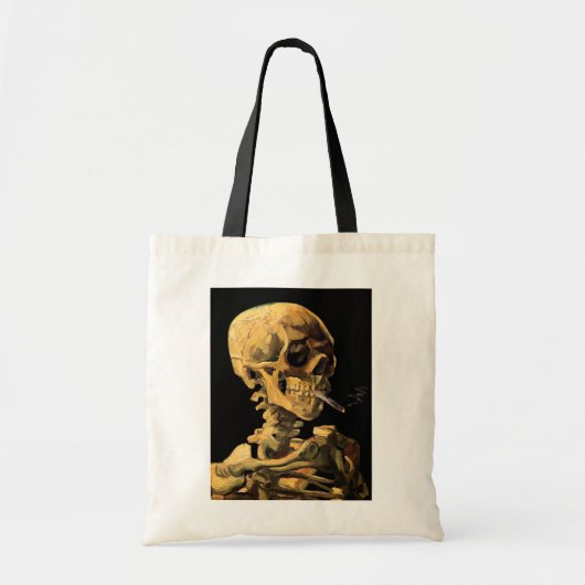Vincent Van Gogh - schedel met brandende sigarette Tote Bag (Voorkant)