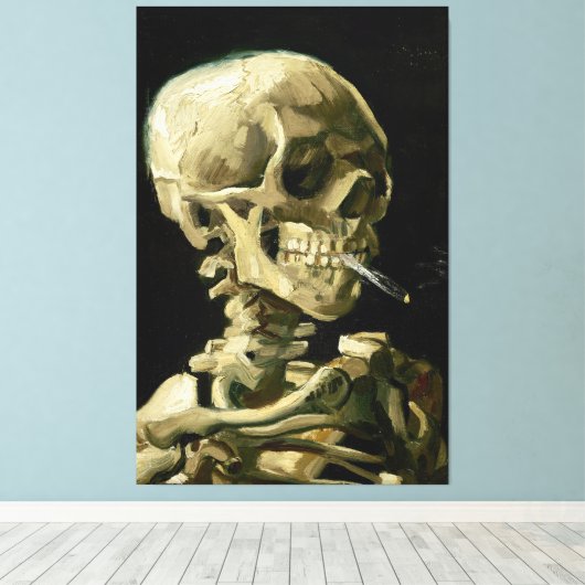 Vincent van Gogh - Schedel Rokende sigaret Canvas Afdruk (Insitu (Houten vloer))