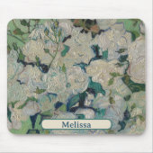 Vincent Van Gogh schilderende Rozen en naam Muismat (Voorkant)