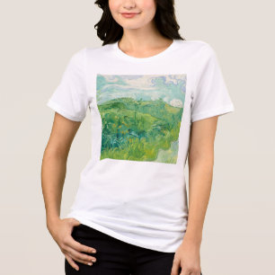 Vincent Van Gogh schilderij Groen korenveld Tri-Blend Shirt