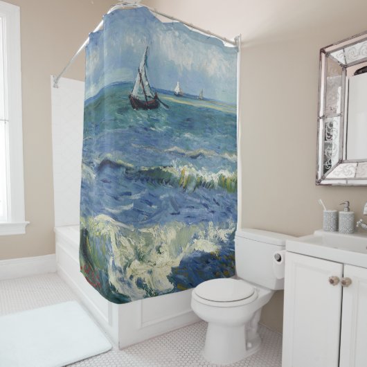 Vincent Van Gogh - Seascape in Saintes-Maries Douchegordijn (In situ)