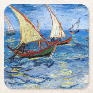 Vincent van Gogh - Seascape in Saintes-Maries Vierkante Kartonnen Onderzetter