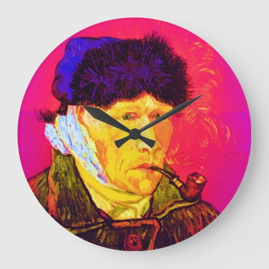 Vincent Van Gogh - Self Portrait Bandage Pop Art Grote Klok (Voorkant)