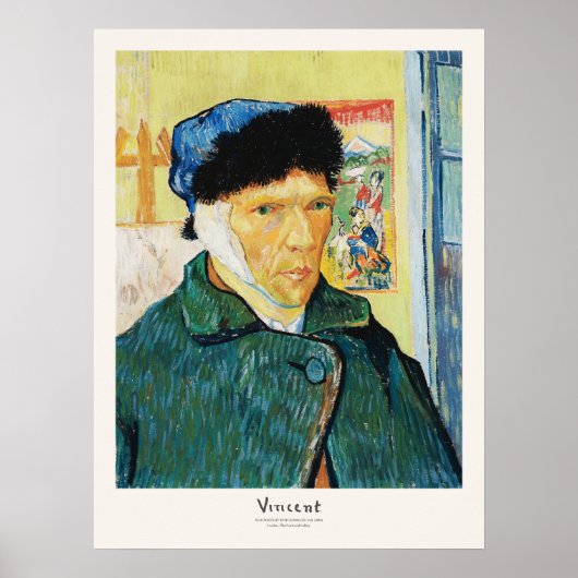 Vincent Van Gogh Self-Portrait Bandaged Ear Art Poster (Voorkant)